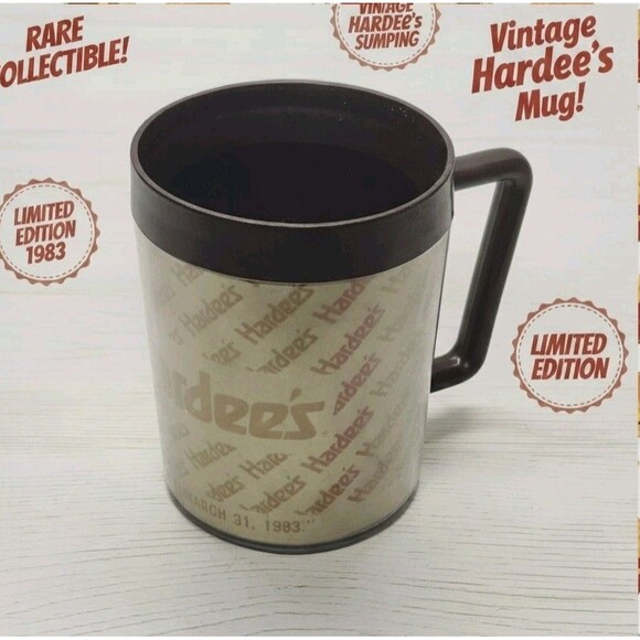 Vtg 1983 Hardee's Coffee Mug Insulated Plastic Eagle USA Fast Food Promo March 3 - Picture 2 of 12